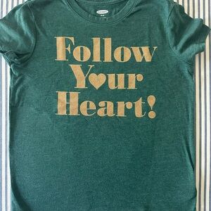 Green Kids Shirt with Gold Print